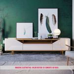 Rack Refúgio Off White Com Nature 2 Portas 1 Gaveta