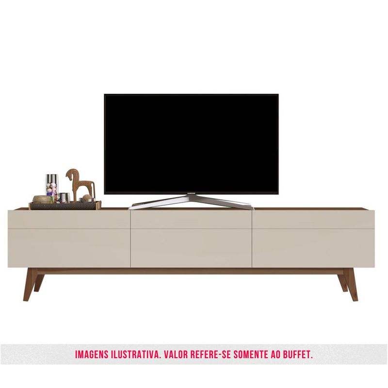 Rack Estar Off White Com Freijó 3 Gavetas 220cm - 79167