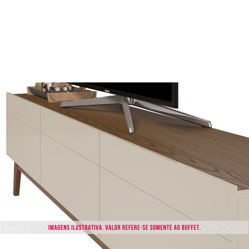 Rack Estar Off White Com Freijó 3 Gavetas 220cm - 79167