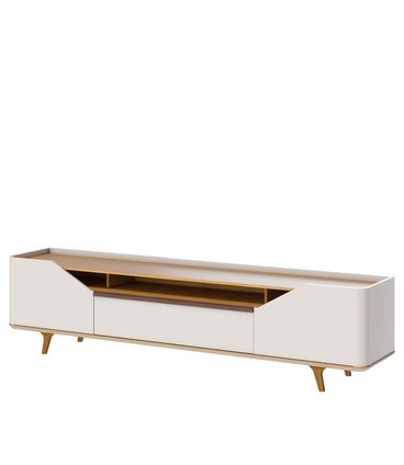 Rack Refugio Off White Com Nature 2 Portas 1 Gaveta 180cm - 79145