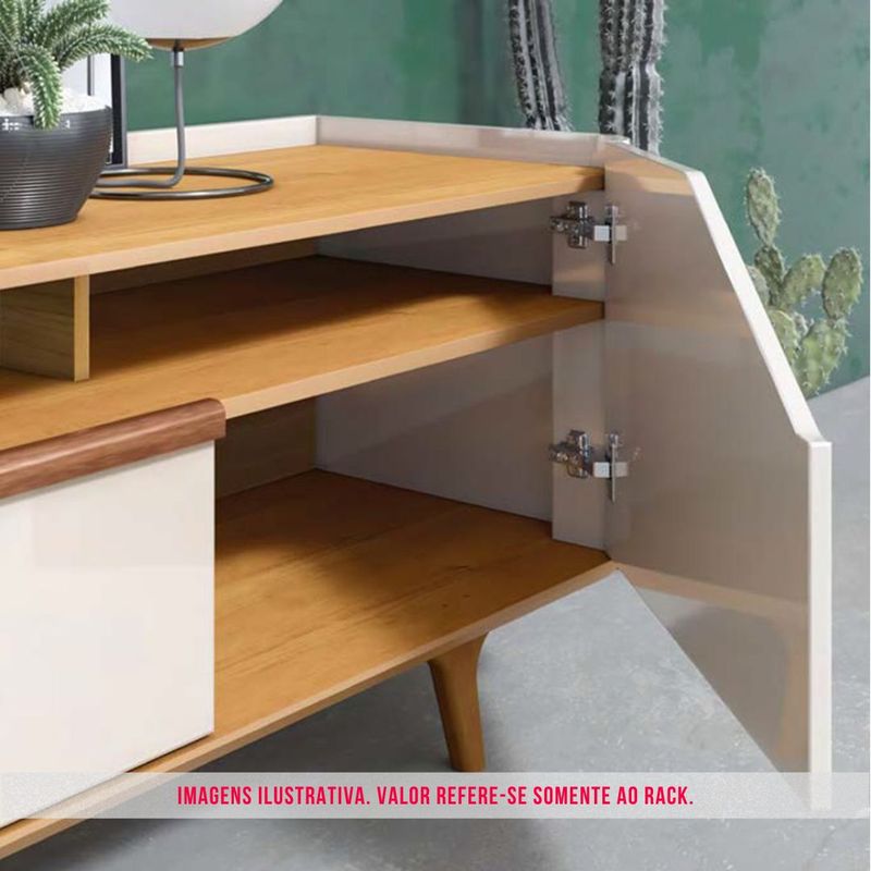 Rack Refúgio Off White Com Nature 2 Portas 1 Gaveta 180