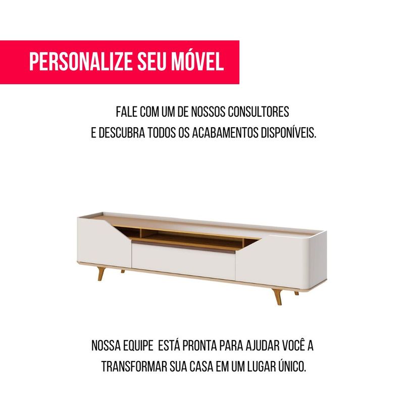 Rack Refúgio Off White Com Nature 2 Portas 1 Gaveta 180