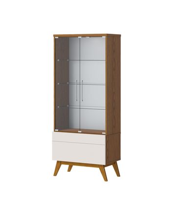 Cristaleira Forma Madeira Freijo Com Off White Porta Vidro 166cm - 79164