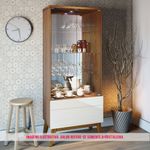 Cristaleira Forma Madeira Freijó Com Off White Porta Vidro