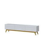 Rack Estar Branco Acetinado 3 Gavetas 220cm - 79168