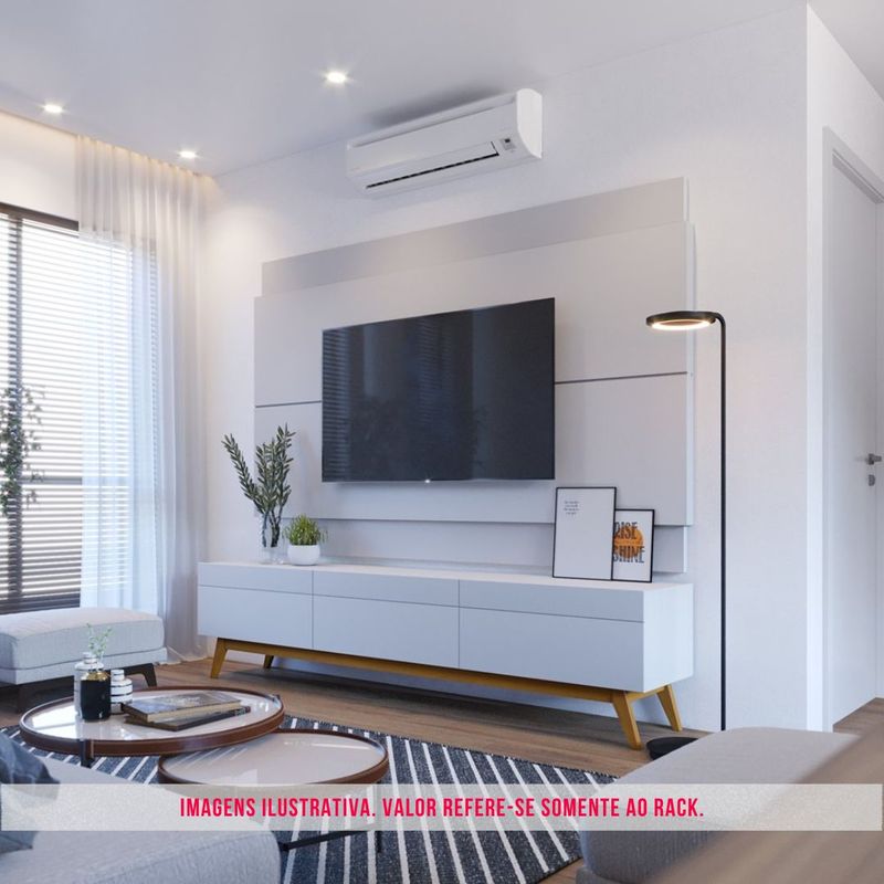 Rack Estar Branco Acetinado 3 Gavetas 220cm - 79168