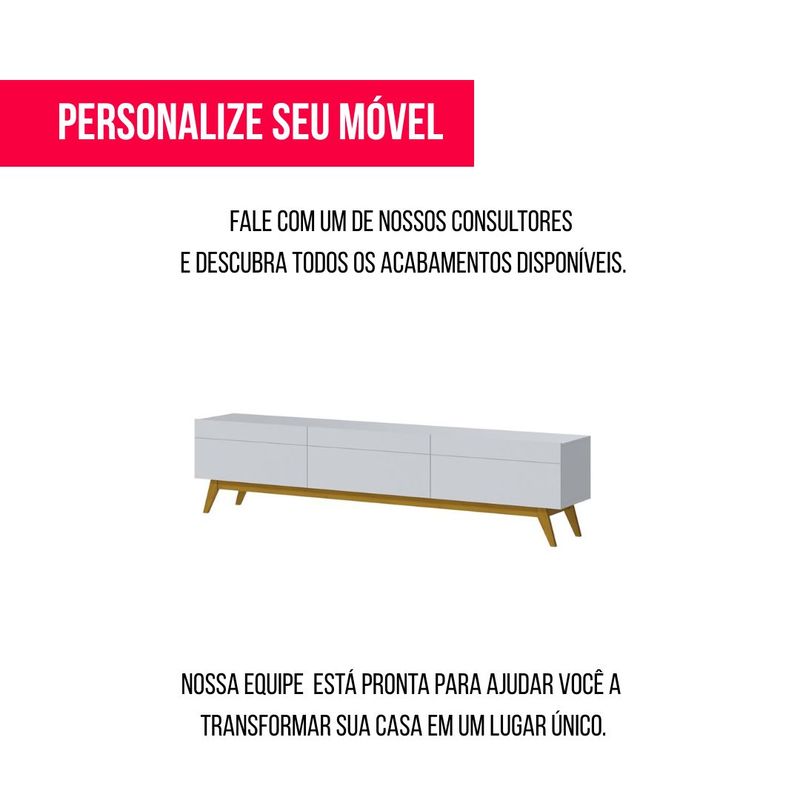 Rack Estar Branco Acetinado 3 Gavetas 220cm - 79168