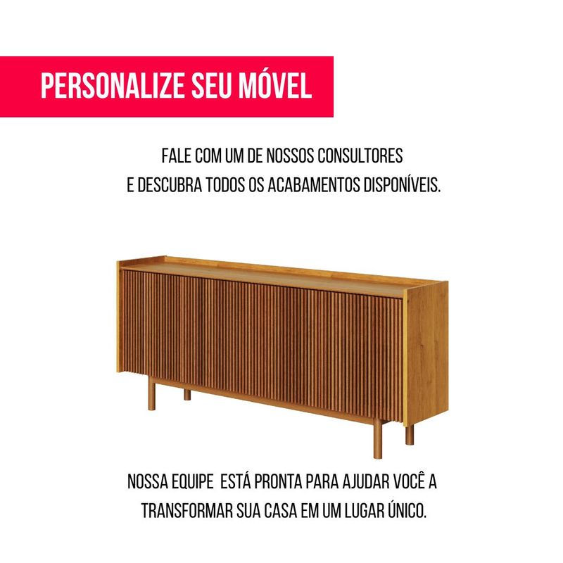 Buffet Abra Ripado Cor Nature 4 Portas 180cm - 76911