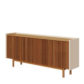 Buffet Abra Ripado Cor Off White Com Nature 4 Portas 180cm - 79177