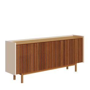 Buffet Abra Ripado Cor Off White Com Nature 4 Portas 180cm - 79177