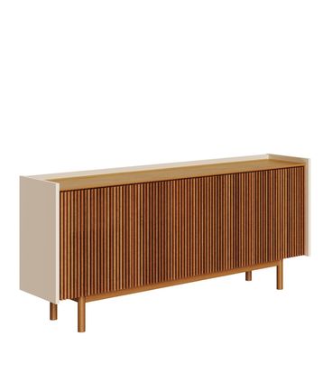 Buffet Abra Ripado Cor Off White Com Nature 4 Portas 160cm - 79180