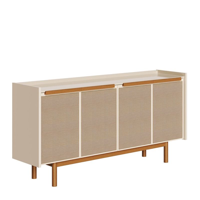 Buffet Abrace Off White Porta Tela Sintetica 4 Portas 180c