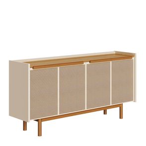 Buffet Abrace Cor Off White Com Nature Porta Tela Sintetica 4 Portas 160cm - 79187