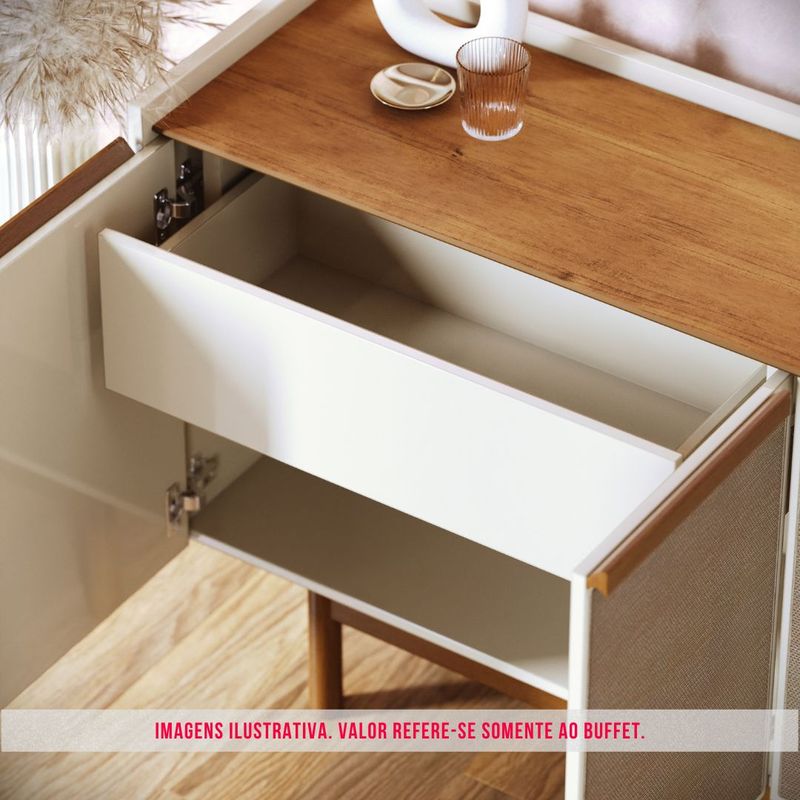 Buffet Abrace Cor Off White Com Nature Porta Tela Sintetic