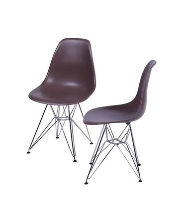 INATIVO Kit com 2 Cadeiras Eames Policarbonato Base Cromada na Cinza - 64542