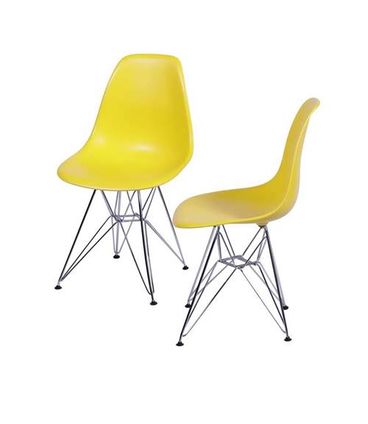INATIVO Kit com 2 Cadeiras Eames em Policarbonato na Cor Amarela - 64528