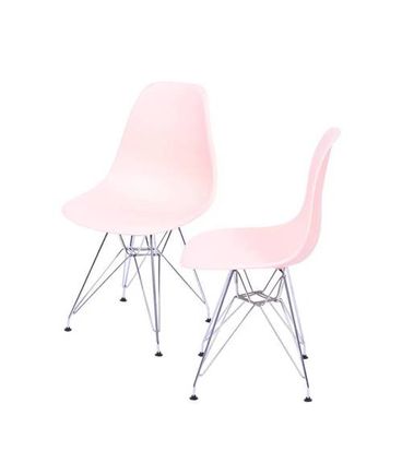 INATIVO Kit com 2 Cadeiras Eames Policarbonato com Base Cromada na Cor Salmao - 64547