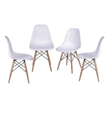 Kit com 4 Cadeiras Eames Polipropileno Base Madeira na Cor Branca - 64561