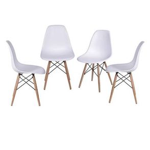Kit com 4 Cadeiras Eames Polipropileno Base Madeira na Cor Fendi - 64564