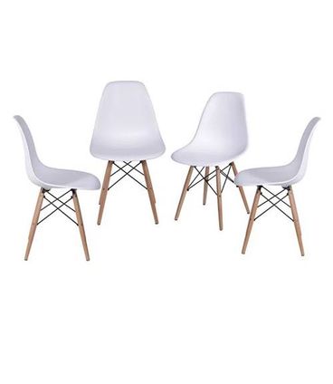 Kit com 4 Cadeiras Eames Polipropileno Base Madeira na Cor Fendi - 64564
