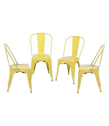 Kit com  4 Cadeiras Iron Amarela - 64610