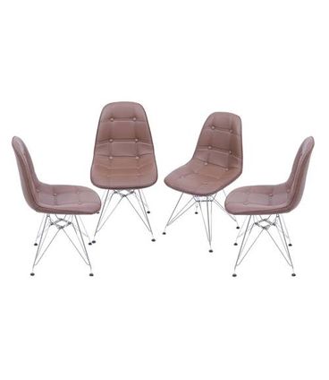 Kit com 4 Cadeiras Eames Botone Cafe Base Cromada - 64650