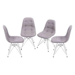 Kit com 4 Cadeiras Eames Botone Fendi Base Cromada - 64651