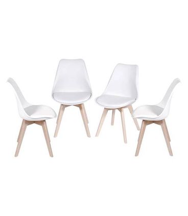 Kit 4 Cadeiras Leda Eames PP Branca Base Madeira - 64663