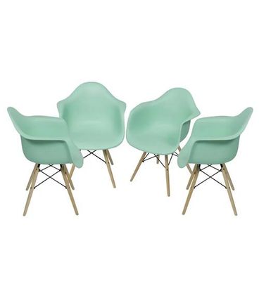 Kit 4 Cadeiras Eames com Braco Tifanny Base em Madeira - 64686