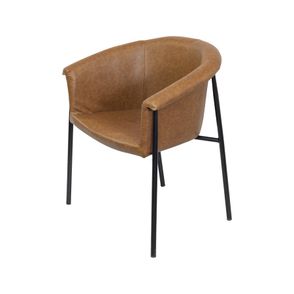 Poltrona Rhina Assento Corino Caramelo Base Preta - 79383