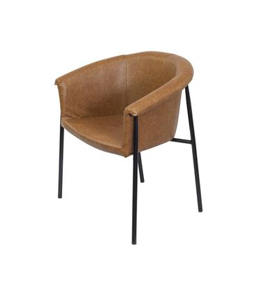 Poltrona Rhina Assento Corino Caramelo Base Preta - 79383