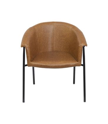 Poltrona Rhina Assento Corino Caramelo Base Preta - 79383