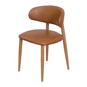 Cadeira Milan Assento Corino Caramelo Base Clara - 79394