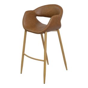 Banqueta Arles Assento Corino Caramelo Base Clara - 79398