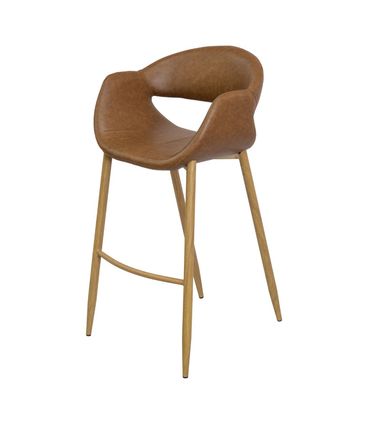 Banqueta Arles Assento Corino Caramelo Base Clara - 79398