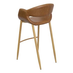 Banqueta Arles Assento Corino Caramelo Base Clara - 79398