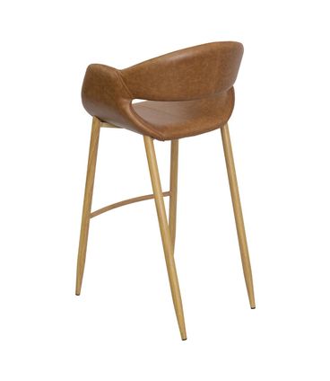 Banqueta Arles Assento Corino Caramelo Base Clara - 79398