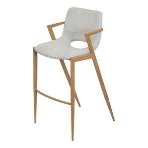 Banqueta Mila Assento Linho Cinza Base Clara - 79399