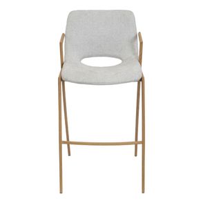 Banqueta Mila Assento Linho Cinza Base Clara - 79399