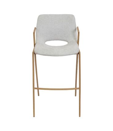 Banqueta Mila Assento Linho Cinza Base Clara - 79399