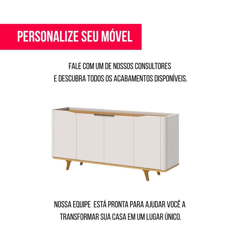 Buffet Crono Cor Off White Com Nature 4 Portas 180cm