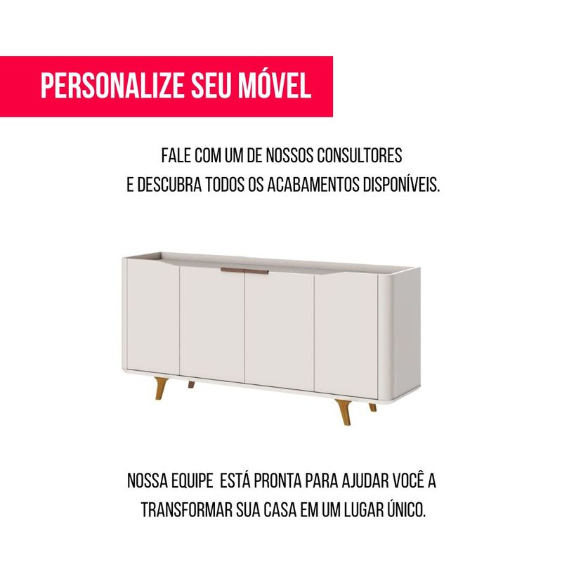 Buffet Crono Cor Off White 4 Portas 180cm