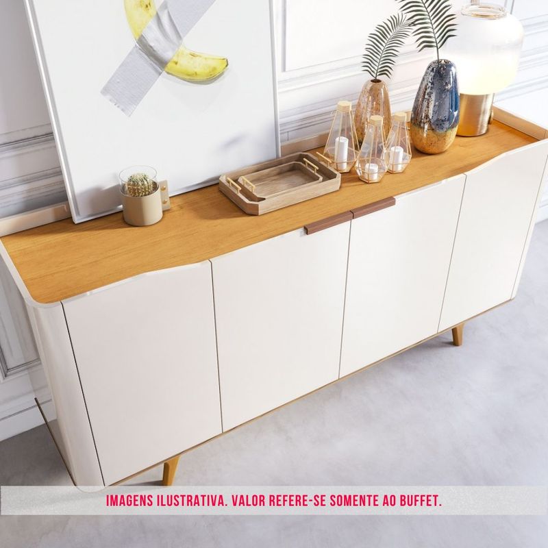 Buffet Crono Cor Off White Com Nature 4 Portas 160cm