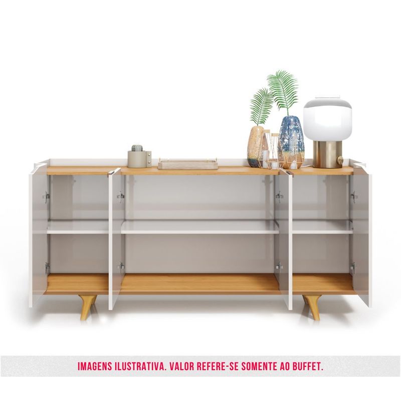 Buffet Crono Cor Off White Com Nature 4 Portas 160cm