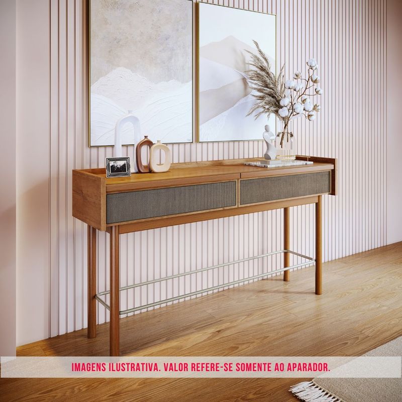 Aparador Abrace Cor Nature Com Tela Sintética 2 Gavetas