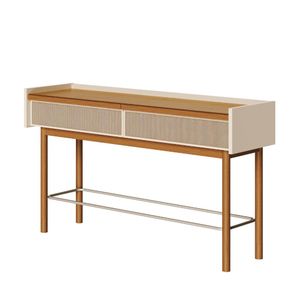 Aparador Abrace Cor Off White Com Nature Tela Sintética 2 Gavetas 140cm - 79425