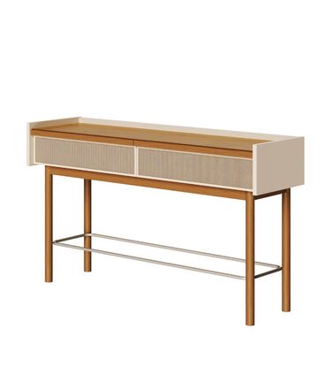 Aparador Abrace Cor Off White Com Nature Tela Sintética 2 Gavetas 140cm - 79425