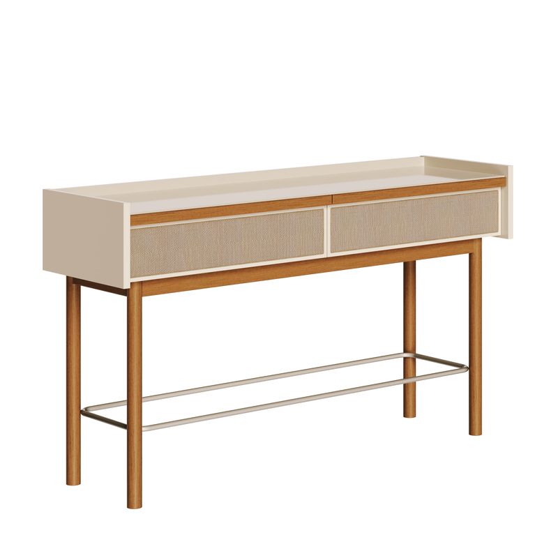 Aparador Abrace Cor Off White Tela Sintética 2 Gavetas