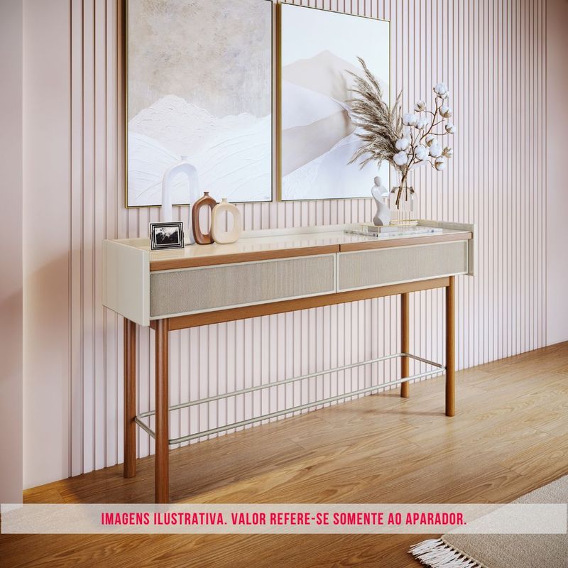 Aparador Abrace Cor Off White Tela Sintética 2 Gavetas