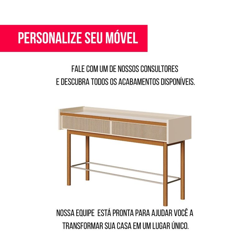 Aparador Abrace Cor Off White Tela Sintética 2 Gavetas